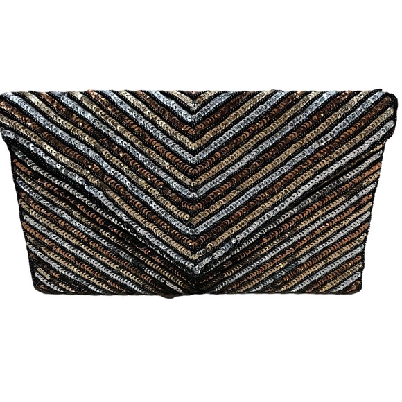 Vintage Handbags - Vintage Disco Sequin Handbag and Earrings